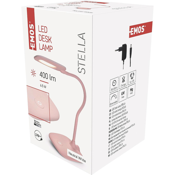 LED настільна лампа EMOS STELLA 6,5W, регулювання яскравості, рожева