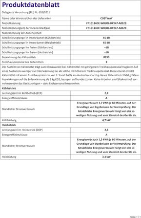 Мобільний кондиціонер COSTWAY 14000 BTU з випускним шлангом: охолодження, обігрів, осушення, вентиляція, нічний режим. Для приміщень до 135 м³, з пультом ДУ/додаток, таймер 24h, 4100W, ≤57dB (білий)