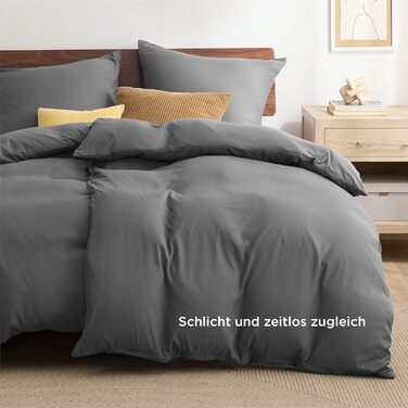 Комплект постільної білизни BEDSURE 135x200 4-х частинний антрацитовий: 2 наволочки 135x200 см + 2 наволочки 80x80 см, мікрофібра, поліестер, з блискавкою, сертифікат ÖKO-TEX