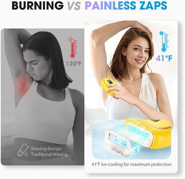 Пристрій для епіляції IPL з охолодженням, 5 рівнів потужності, 999,900 імпульсів світла, для жінок та чоловіків, обличчя, під пахвами, ноги, тіло (білий, золотий)