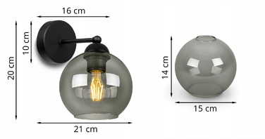 Настінний світильник Kinkiet Light Home, чорний з жовтим, E27 60 Вт