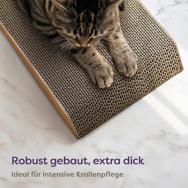 Кігтеточка для котів 3 в 1 XXL 75 см – міцна картонна поверхня для догляду за кігтями – до 2 років використання – економія місця – захист диванів та меблів (Mountain) (Білий) (Коричневий)