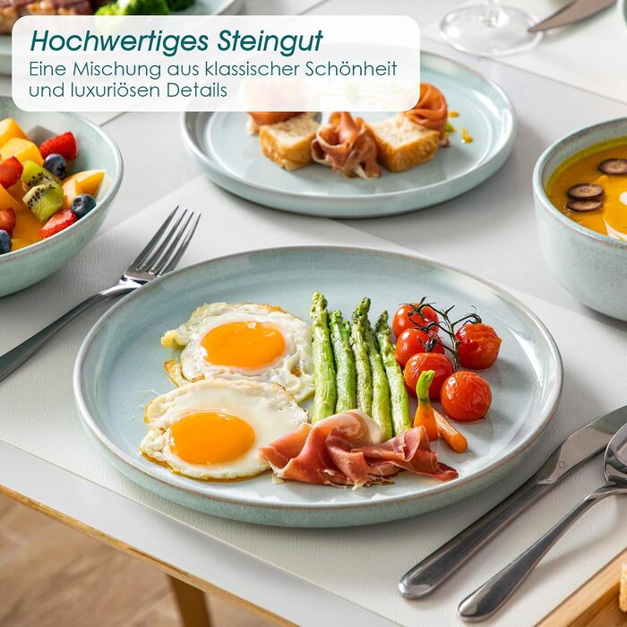 Набір мисок vancasso ANYA (48 шт.) з кераміки, 16.1 см, 840 мл, для мюслі, стійкі до подряпин, підходить для мікрохвильової печі та посудомийної машини (м'ятний колір)