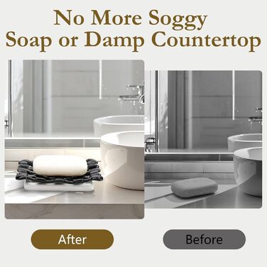 Підставка для мила Shinowa з подвійним шаром та знімним контейнером для води. Мильниця самостійно спорожняється, підходить для ванної кімнати, кухні, душу, ванни, раковини, робочої поверхні. Матеріал: мармур, білий (текстурований).