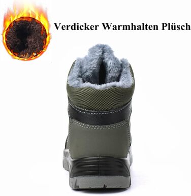 Зимові робочі черевики для чоловіків та жінок. Безпечні черевики S3 з металевим носком. Легкі, теплі, захисні черевики. Розміри 35-48 (36 EU). Колір: зелений