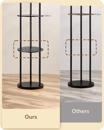 Стійка лампа EDISHINE для вітальні з трьома плафонами, вінтажний стиль, полиця, абажур з ротангу, 3 x E27, з лампочками, бохо-стиль, з вимикачем на ніжці, 178 см, чорний