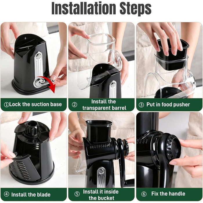 Ручна тертка для сиру та овочів з 5 зміненими лезами з нержавіючої сталі, з ручкою, для кухні.