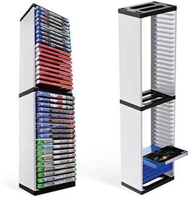 Стійка для зберігання ігрових дисків Esenlong, 36 CD/DVD, біло-чорна, ABS пластик, для PS5, органайзер для відеоігор