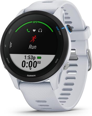 Garmin Forerunner 255 – GPS-годинник для бігу з індивідуальними планами тренувань, детальною аналітикою та функціями для бігу. 1.3' дисплей, до 14 днів роботи від акумулятора, водонепроникність (Music, 46 мм, білий)