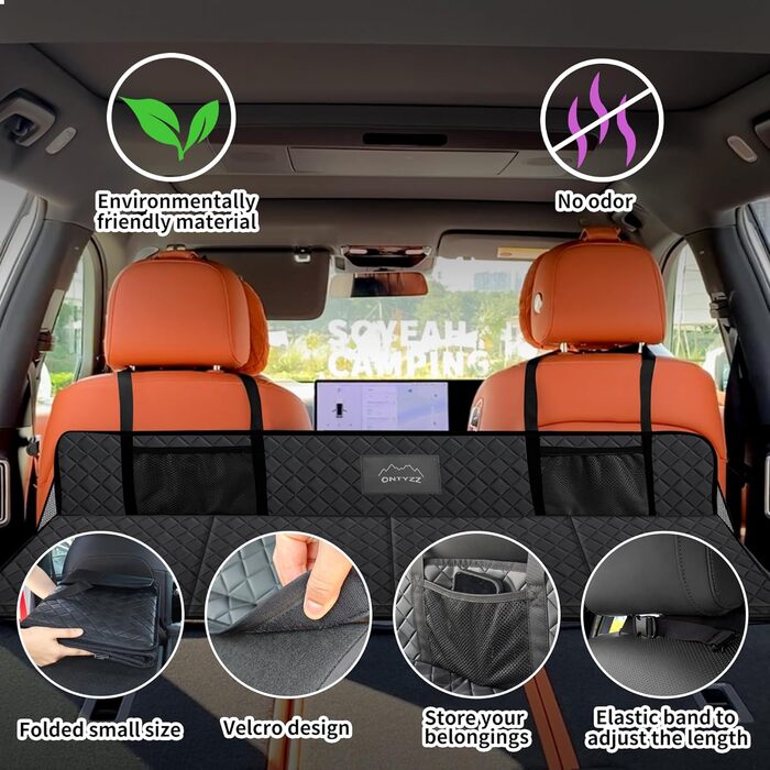 Автоматизована повітряна матрац для авто SUV, 2 особи, для кемпінгу та подорожей, самонадувна, з насосом та подушками, 183*13*7 см, чорний