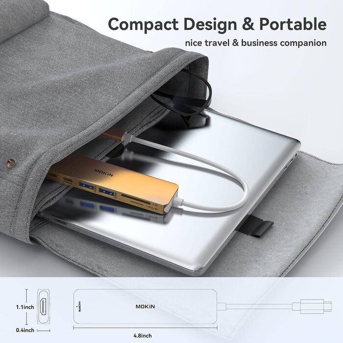 MOKiN USB-C хаб 6 в 1: HDMI 4K, 2xUSB 3.0, USB 2.0, SD/MicroSD, для MacBook, XPS та інших пристроїв