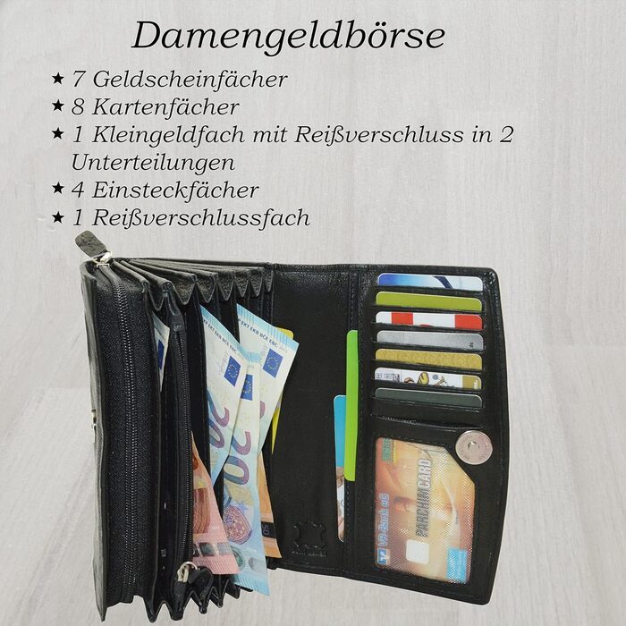 Robust buffalo leather restaurant wallet/billfold with RFID protection and magnetic closure