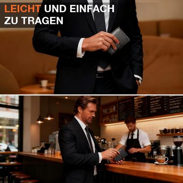 Чоловічий гаманець TENBST з відділом для монет та RFID захистом, Slim Wallet, 10 відділень для карток, помаранчевий