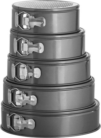 Набір форм для випічки тортів Rosenstein & Söhne (5 шт.) з антипригарним покриттям, діаметр 18/20/22/24/26 см