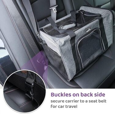 Транспортна переноска для котів та собак, складна, для авіаперельотів, сіра, 45 x 28 x 21 см