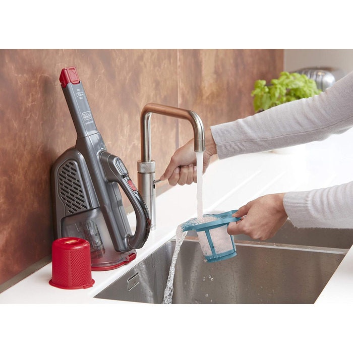 Ручний акумуляторний пилосос BLACK+DECKER BHHV315J Lithium Dustbuster Titanium/Red 12V, 500 мл, циклонна технологія, безмішковий, з насадкою для щілин