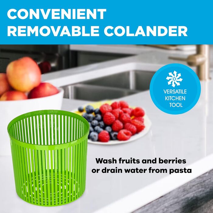 Міні-салатниця-центрифуга Cooler Kitchen для овочів і фруктів, сушарка з мірним стаканом, сито та кошик для миття