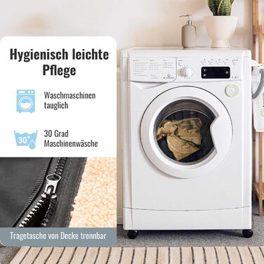 Килимок для собак Achilles Reisedecke, м'який, з імітацією овечої вовни, 100x70 см, чорний, для подорожей, з сумкою, можна прати