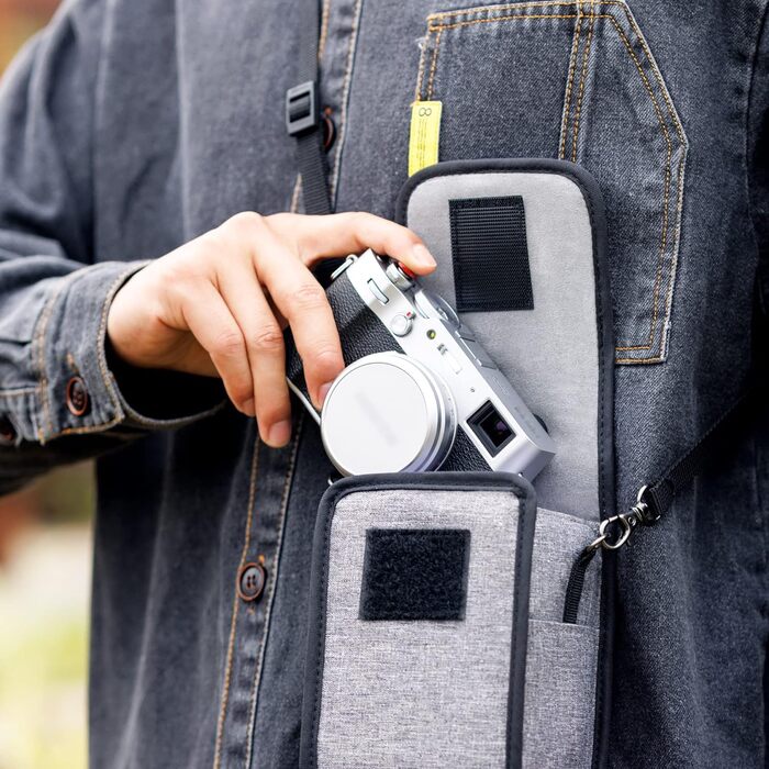Сумка для камери JJC Kompakt: сумісна з Fuji X100VI/V/T, Sony a6700/6600/6400/6100, Canon EOS M5/M50, Ricoh GRIII, Leica SOFORT2 (сіра)