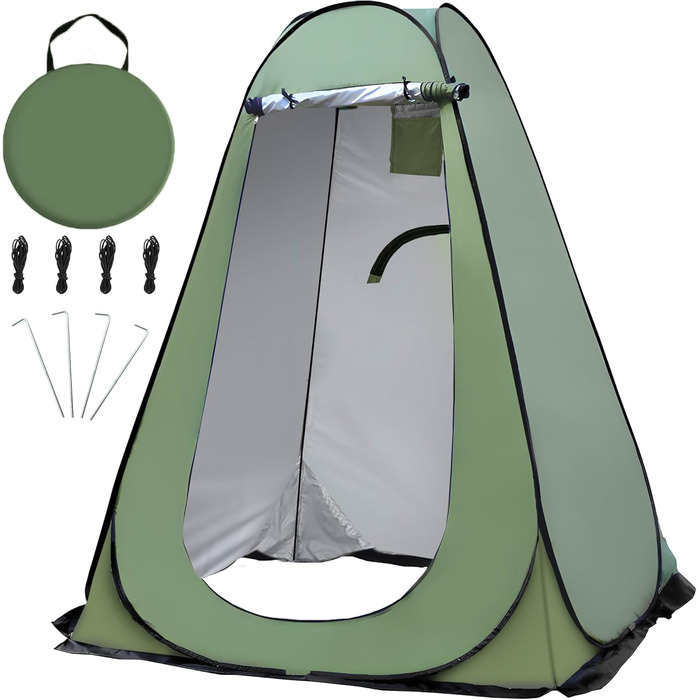 Pop-Up Shower Tent - Portable Changing Room for Beach, Camping, Hiking & Outdoor Activities (150x150x190cm, Green)