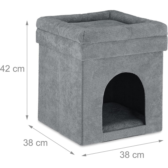 Кігтеточка-гніздо для котів та маленьких собак Relaxdays, сіра, 42x38x38 см