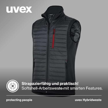 Жилет робочий Uvex tune-up Hybrid для чоловіків - степна, міцна, для активного відпочинку, темно-синій (XXL, чорний/червоний)