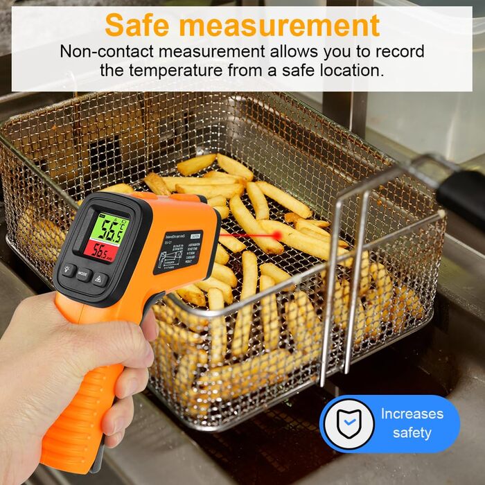Інфрачервоний термометр HOTUT з лазерним цільцем -58°F~1022°F (-50°C~550°C) з термометром для м'яса, для приготування їжі, барбекю, промисловості