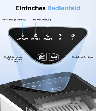 Машина для приготування льоду WIE 1.3L, 9 кубиків за 6 хвилин, тиха, самоочисна, для кухні, офісу, бару, вечірки (срібляста)