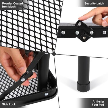 Складний стіл для кемпінгу REDCAMP 60x40 см для пікніка, BBQ, приготування їжі. Легкий, алюмінієвий, з регульованими ніжками, чорний (90x41 см)