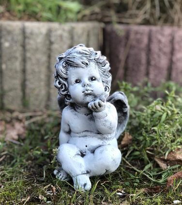 stoneandstyle Steinfigur Angel, little angel figurine, solid stone casting, frost and weather resistant up to -30°C
