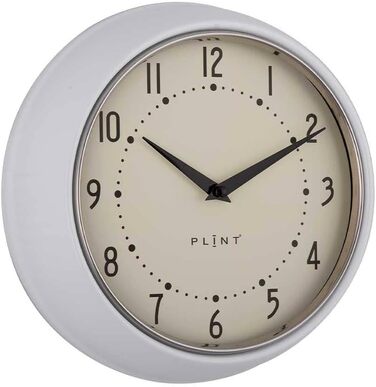 PLINT Retro Wall Clock - Silent Non-Ticking Decorative Color Wall Clock, Retro Style Wall Decoration for Kitchen, Living Room, Home, Office, School, Easy to Read Large Numbers (White)