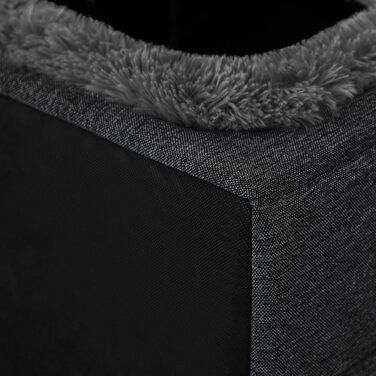 Будиночок для тварин: собачий та котячий, чорний з сірим, 60x70x63 см. М'який будиночок для середніх собак