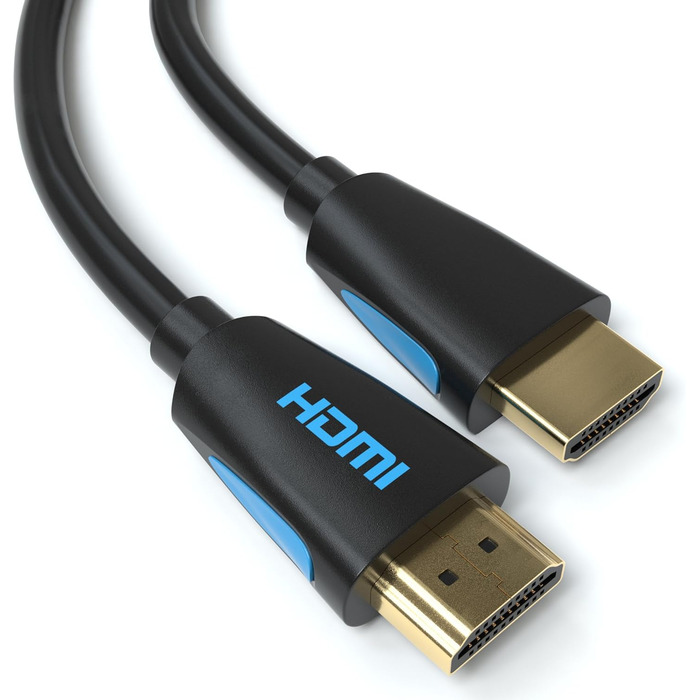 HDMI кабель JAMEGA 2.0 білий Ultra HD 4K@60Hz High-Speed Ethernet HDR ARC 3D 18Gbps, сумісний з PS5, PS4, PS3, XBOX Series S, Blu-Ray, DVD, саундбар, монітор (4м, чорний)