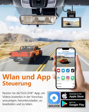 Відеореєстратор Antfutre Dashcam Auto Vorne Hinten 4K+1080P з GPS, WiFi, HDR, G-Sensor, 24/7 Parküberwachung, Loop-Aufnahme MXC-857-64GB