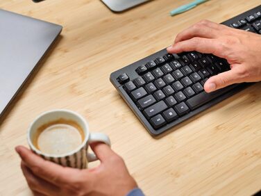 Бездротовий комплект клавіатури та миші Trust Ymo II з QWERTY (німецький), плоскі клавіші, захист від бризок, миша на 800-1600 DPI, USB-приймач, для ПК, комп'ютера, ноутбука, Mac