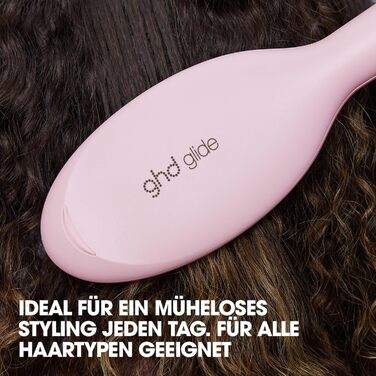 Випрямляч для волосся ghd glide: щітка-випрямляч для гладкого та блискучого волосся, випрямляє та укладає сухе волосся, без пуху, для всіх типів волосся, без екстремального пошкодження тепла (Pink Sorbet)