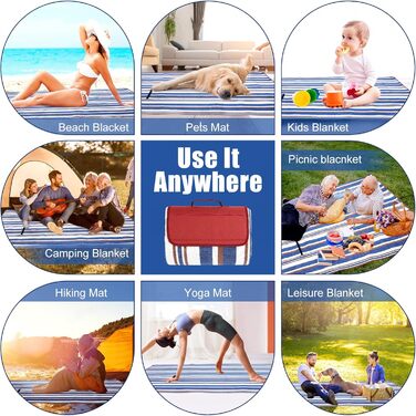 Пікнікова ковдра Boobhone, велика водонепроникна, 3-шарова, 80''x80'' - для кемпінгу та відпочинку