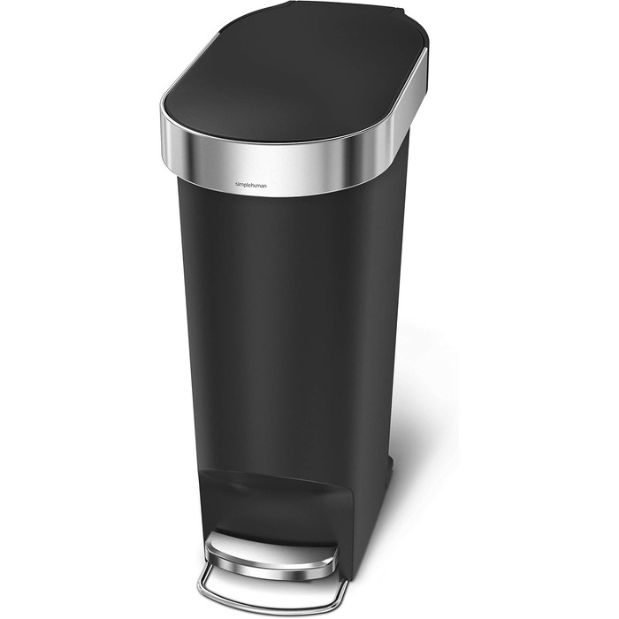 Сміттєвий відер-педаль simplehuman CW1361 вузький, 40 л, для кухні та сортування відходів, чорний