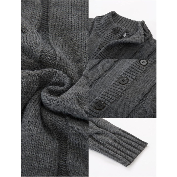 Чоловічий в'язаний кардиган PJ PAUL JONES з ґудзиками, візерунок коси, для осені/зими, темно-сірий, розмір M