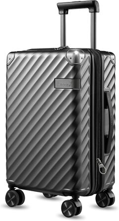 LUGGEX Carry-on Suitcase Hard Shell with Wheels - Expandable to 38L - Robust Polycarbonate for Stress-Free Travel (Black, 55*35*23CM)