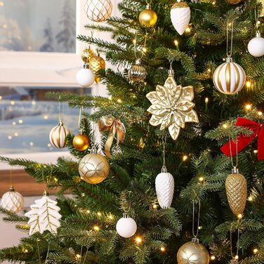 Набір прикрас для ялинки Shareconn: 106 шт. у 24 кольорах, міцні ялинкові кулі, декор для ялинки, святкування, весілля (шампань-золото та білий)
