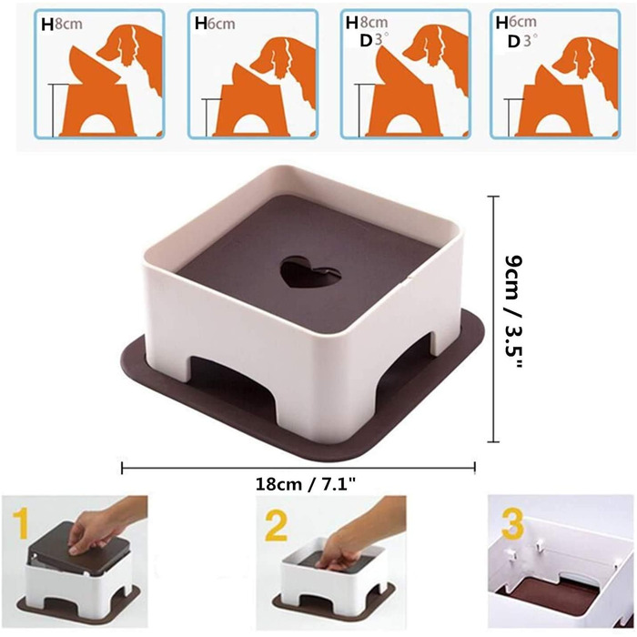 Миска для собак та котів JYHY Bulldog з кераміки, нахилена, з гумовою основою, 1.5 Cup (Чорна/Біла)