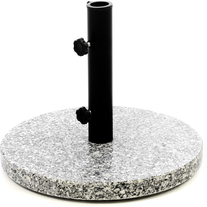 Nexos Parasol Stand Granite Grey 40cm Round - Stainless Steel Tube Stand with Locking Screws and 3 Feet with Plastic Rings - 10 kg