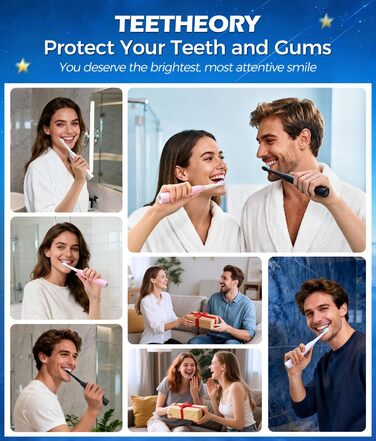 Звукова зубна щітка Schallzahnbürste для дорослих, 8 насадок, 40000 об/хв, 5 режимів, до 30 днів роботи, швидка зарядка, IPX7 водонепроникна, чорна