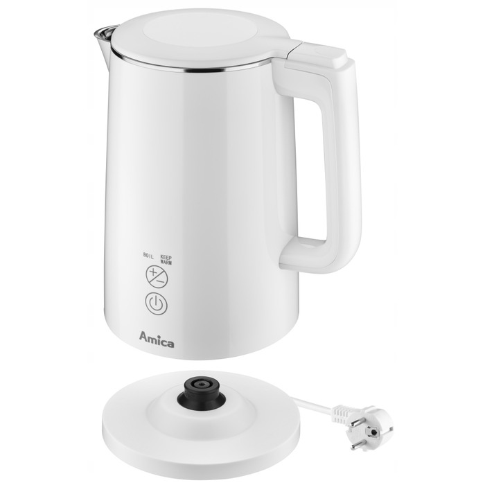 Електричний чайник Amica KF 6011, 2200 Вт, 1,5 л, білий