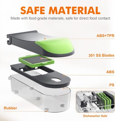 Ibergrif M521 – Мультифункціональний подрібнювач овочів 6-в-1, 1200 мл, чорно-зелений