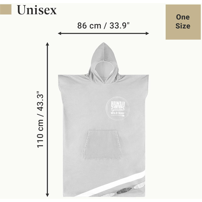 HOMELEVEL Badeponcho Unisex - Surf Poncho made of Cotton/Polyester - Towel for Adults - Bathrobe for Women and Men - Hooded Bath Towel