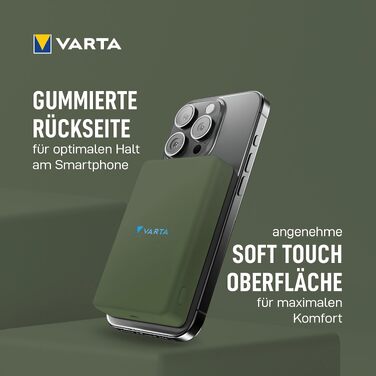 Повербанк VARTA Power Bank Energy 10000 mAh, 20W, USB-C та USB-A, Li-Polymer, з функцією Pass-Through, для 3 пристроїв, LED-індикація, зелений (Mag Pro 5000)
