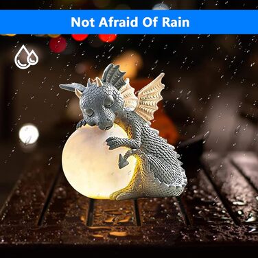 Decorative Dragon Figurine with Round Light, Dragon Figures Garden Decor for Outdoors, Decorative Dragon Garden Dragon for Balcony, Garden Decor Lucky Dragon for Men Women Girlfriend Mom Birthday
