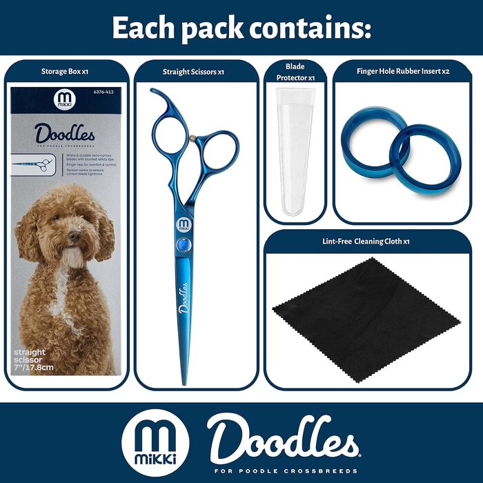 Ножиці для грумінгу собак Mikki Doodle: професійні ножиці для стрижки та формування шерсті, 19 см
